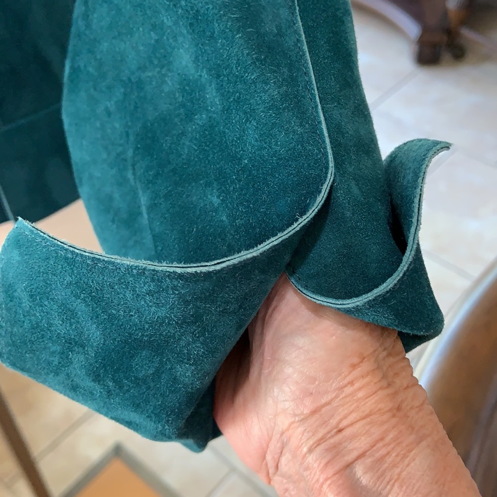 Akris Goat Skin Leather Jacket (Teal) - Picture 10 of 16